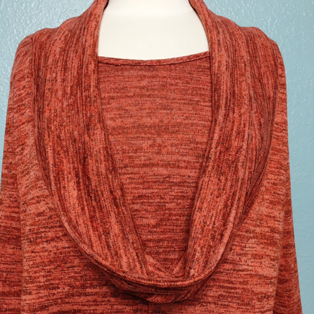 Coco Bianco Rust Marled Cowl Neck Tunic Top - Picture 3 of 6